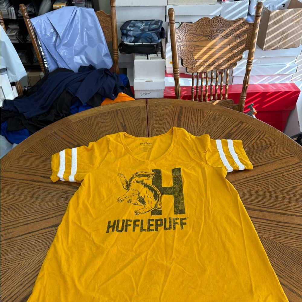 Warner Bros. Yellow Hufflepuff Tee with Stripes